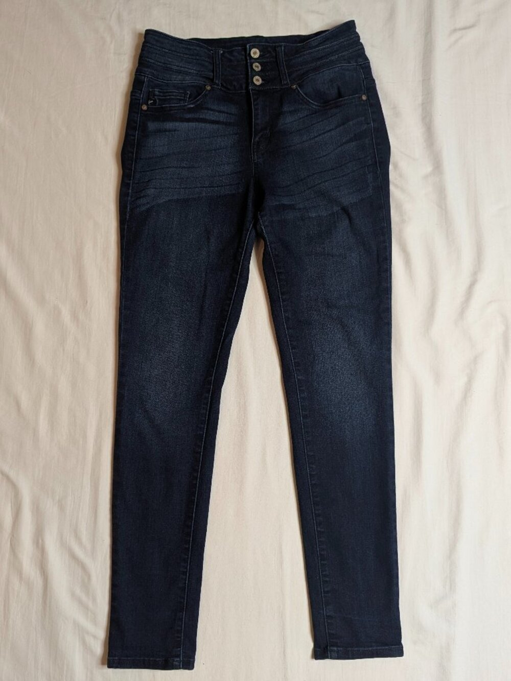 Kancan Women's Daniel High Rise Skinny Jeans, Dark Blue Wash, Size 27